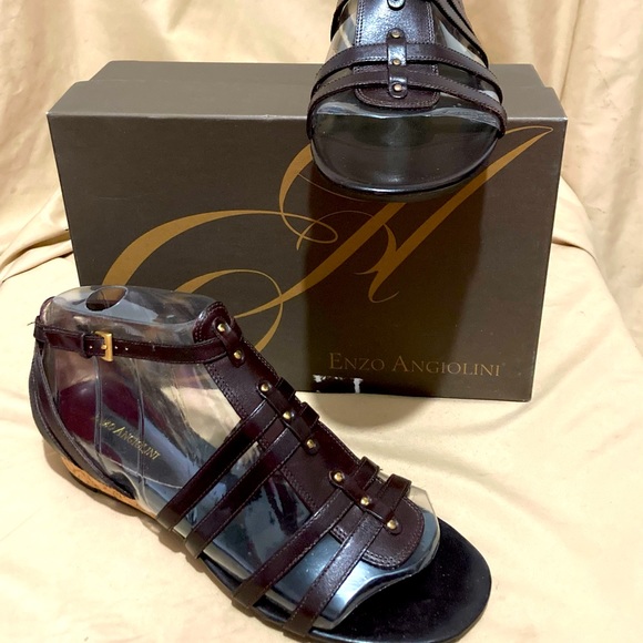 New Enzo Angiolini Dark Brown Gladiator Sandals Size 10M - Picture 2 of 6